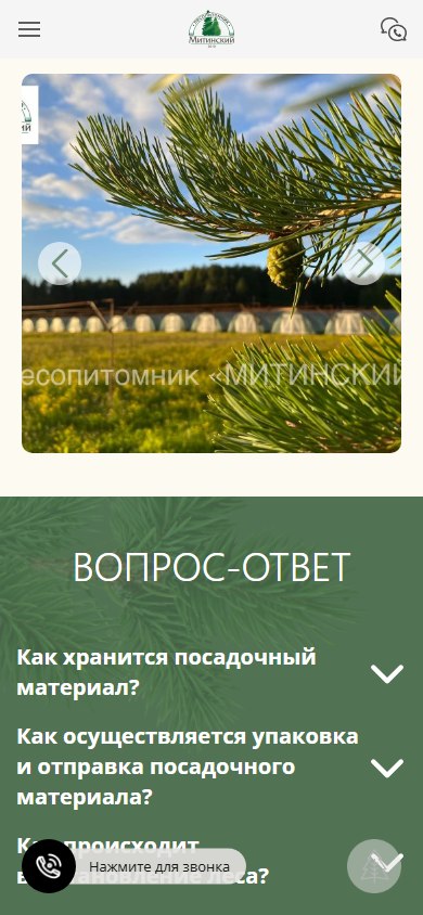 Раздел «Вопрос-ответ» на телефоне: плавающая кнопка «Нажмите для звонка» в левом нижнем углу перекрывает текст третьего вопроса